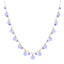 Necklace with light blue beads and gold chain on a white background