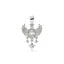 Silver pendant with wings and star elements on a white background