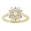 Gold ring with diamond-studded design on a white background