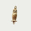 A vintage owl pendant with the owl sitting on a branch with diamond eye and 3 dimensional body. Detailed feathers.