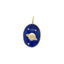 Solid gold Saturn pendant with stars set in lapis stone. The Saturn is set inside the lapis creating a flushed look. 