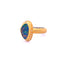 A bezel set boulder opal ring with scattered diamond boarder. Rainbow fire and 22k gold over silver.