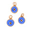 A round blue traditional Turkish evil eye pendant set in gold fusion. 