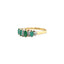 A vintage ring with marquise shaped diamonds and emeralds alternate design. with a gold flat edge band. 
