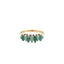 A vintage ring with marquise shaped diamonds and emeralds alternate design. with a gold flat edge band. 